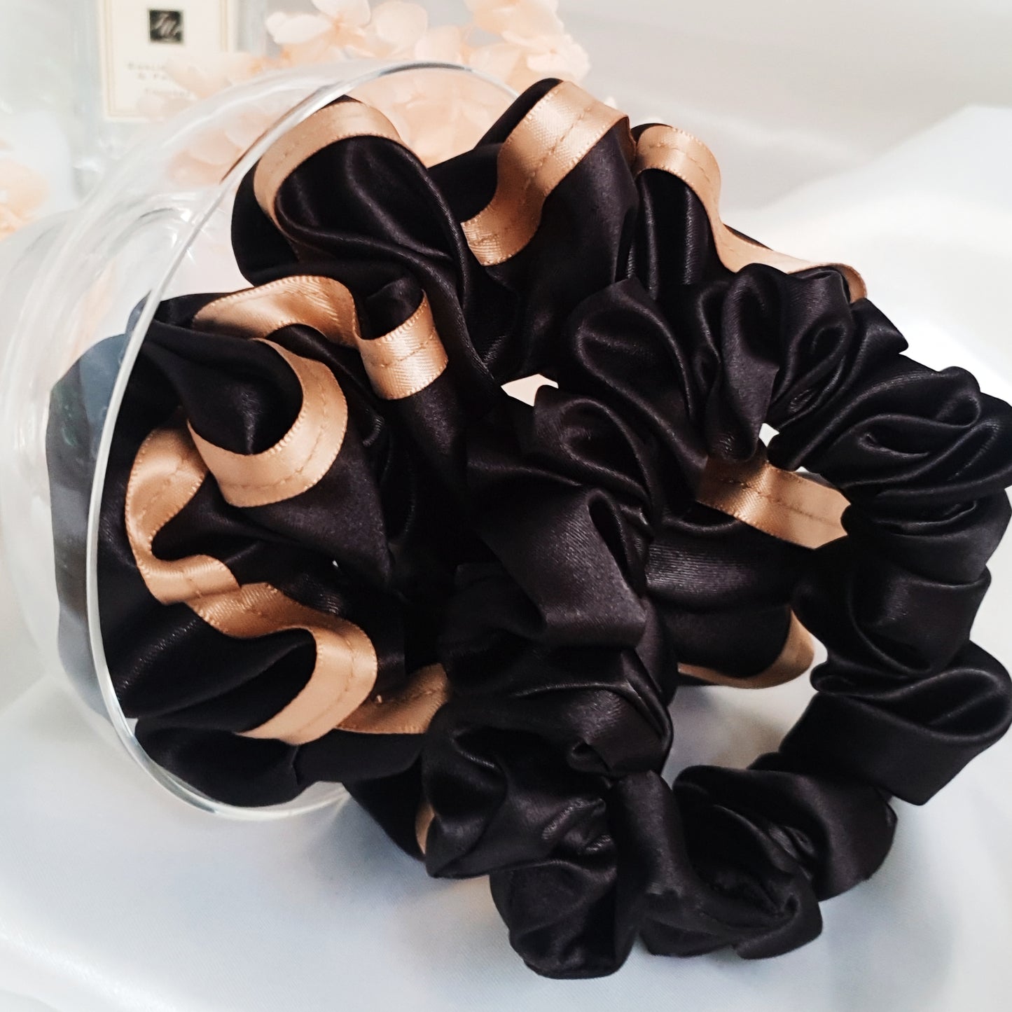 Satin Scrunchie Set - BLACK