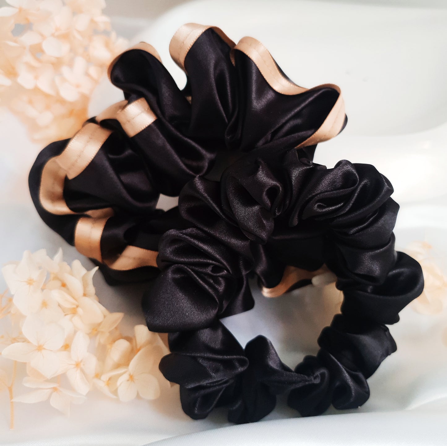 Satin Scrunchie Set - BLACK