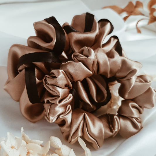 Silky Satin Scrunchie Set - GOLD