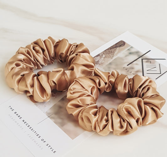 Silky Satin Mini Scrunchie Set - GOLD