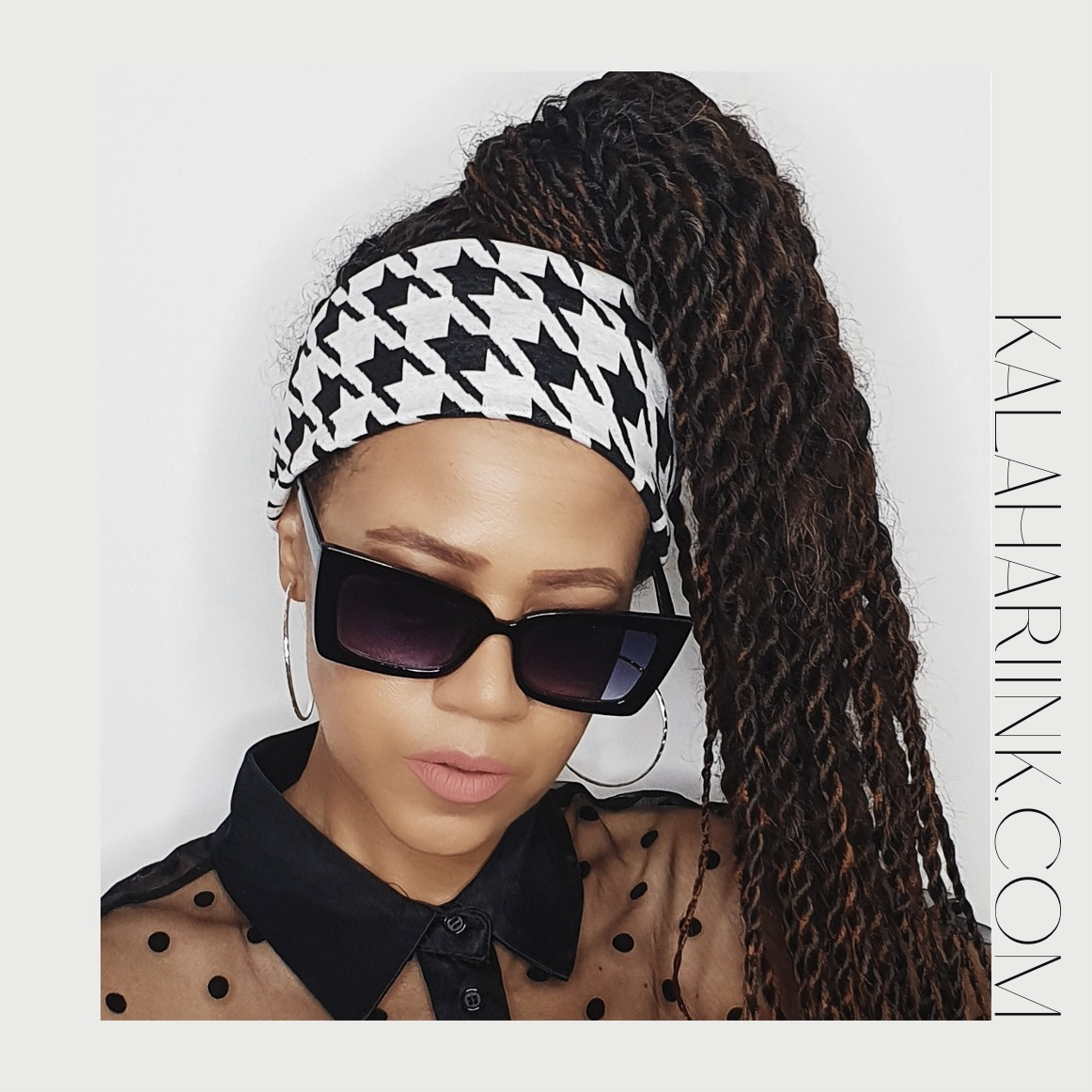 FLAT HEADBAND - Houndstooth